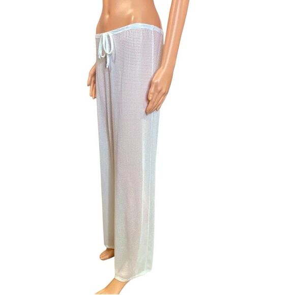 Jordan Taylor White Mesh Pants Beach Cover Up Lounge Wear Loose Fit Women Size M - Picture 3 of 5